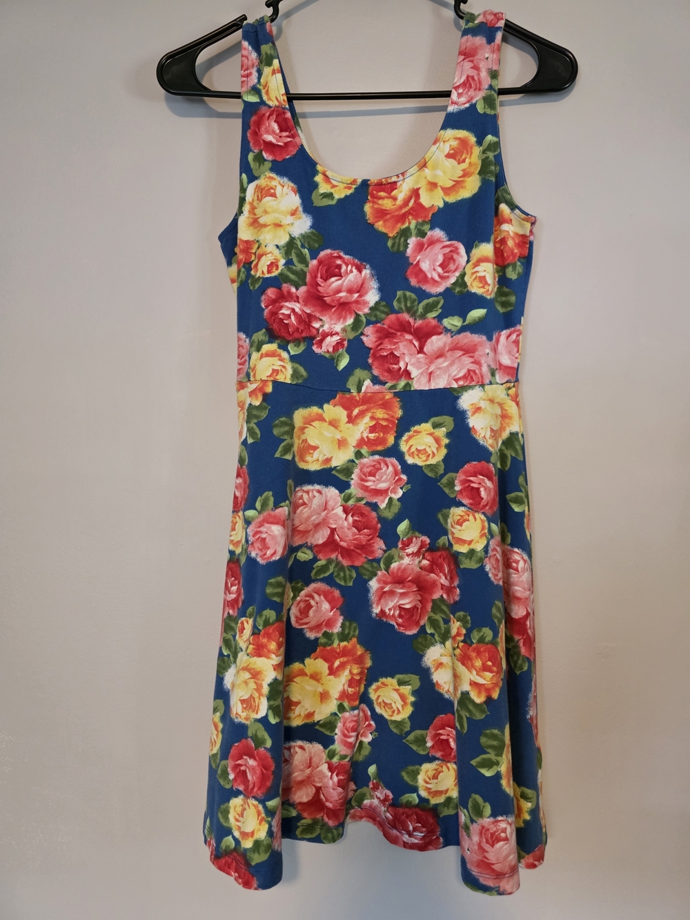 Forever 21 Blue Floral Scoop Neck Mini Dress - Pink, Yellow, Green